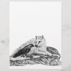 Wolf und Raven Schwarzweiß-Design Flyer