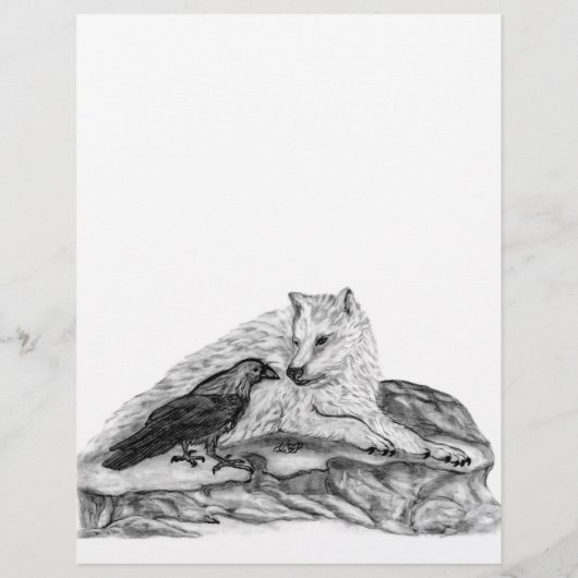 Wolf und Raven Schwarzweiß-Design Flyer (Hinten)