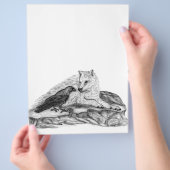 Wolf und Raven Schwarzweiß-Design Flyer (Hand)