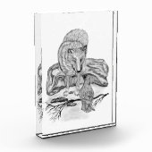 Wolf und Raven Schwarzweiß-Design Fotoblock (Links)