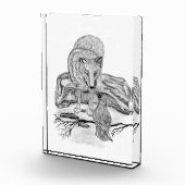 Wolf und Raven Schwarzweiß-Design Fotoblock (Rechts)