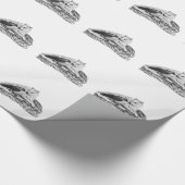 Wolf und Raven Schwarzweiß-Design Geschenkpapier (Ecke)