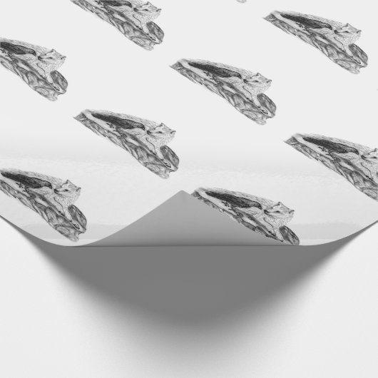 Wolf und Raven Schwarzweiß-Design Geschenkpapier (Ecke)