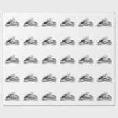 Wolf und Raven Schwarzweiß-Design Geschenkpapier (Flach)