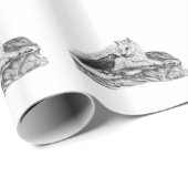 Wolf und Raven Schwarzweiß-Design Geschenkpapier (Rolleneckpunkt)