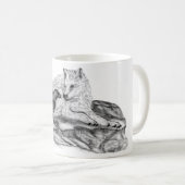 Wolf und Raven Schwarzweiß-Design Kaffeetasse (VorderseiteRechts)