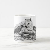 Wolf und Raven Schwarzweiß-Design Kaffeetasse (Mittel)