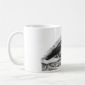Wolf und Raven Schwarzweiß-Design Kaffeetasse (Links)