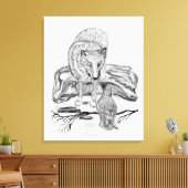 Wolf und Raven Schwarzweiß-Design Leinwanddruck (Insitu (Wohnzimmer))