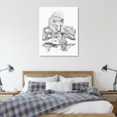 Wolf und Raven Schwarzweiß-Design Leinwanddruck (Insitu (Schlafzimmer))