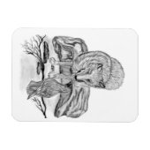 Wolf und Raven Schwarzweiß-Design Magnet (Horizontal)