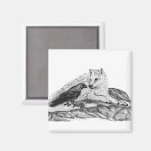 Wolf und Raven Schwarzweiß-Design Magnet (Vorderseite/Rückseite)
