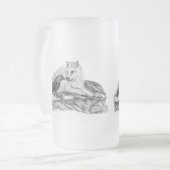 Wolf und Raven Schwarzweiß-Design Mattglas Bierglas (Vorderseite Links)