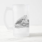 Wolf und Raven Schwarzweiß-Design Mattglas Bierglas (Links)