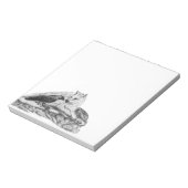 Wolf und Raven Schwarzweiß-Design Notizblock (Rotiert)