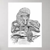 Wolf und Raven Schwarzweiß-Design Poster (Vorne)