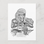 Wolf und Raven Schwarzweiß-Design Postkarte (Vorderseite)