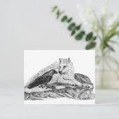 Wolf und Raven Schwarzweiß-Design Postkarte (Stehend Vorderseite)