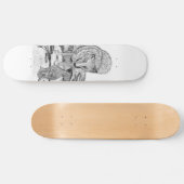 Wolf und Raven Schwarzweiß-Design Skateboard (Horizontal)