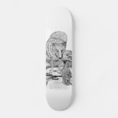 Wolf und Raven Schwarzweiß-Design Skateboard (Vorderseite)