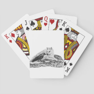 Wolf und Raven Schwarzweiß-Design Spielkarten