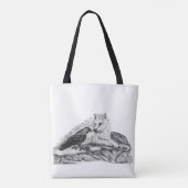 Wolf und Raven - Schwarzweiß-Design Tasche (Rückseite)