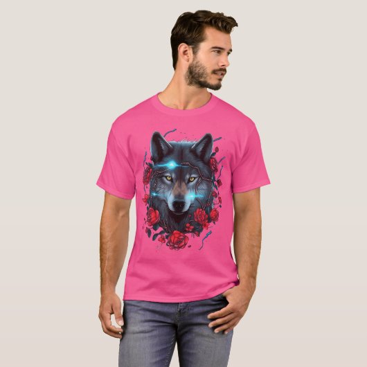 Wolf und Rose blitzen T-Shirt (Vorne ganz)