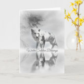 Wolf- und Schellwinterwinters-Weihnachtskarten Karte (Gelbe Blume)