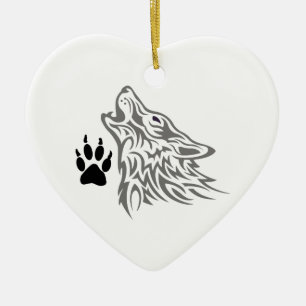 WOLF-UND TATZEN-DRUCK KERAMIK ORNAMENT