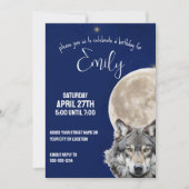 Wolf und Vollmond in Starry Night Sky Einladung (Vorderseite)
