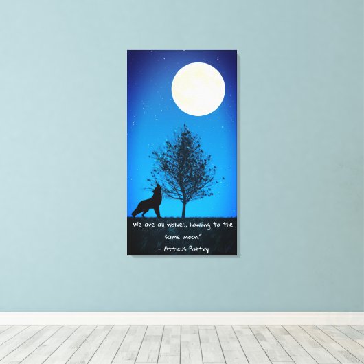 Wolf und Vollmond Leinwand Wandkunst (Insitu (Holzboden))