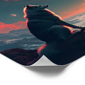 Wolf unter dem Blutmond Poster (Ecke)