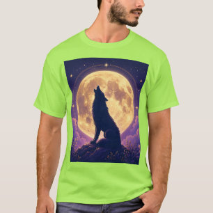 Wolf unter dem Mond. T-Shirt