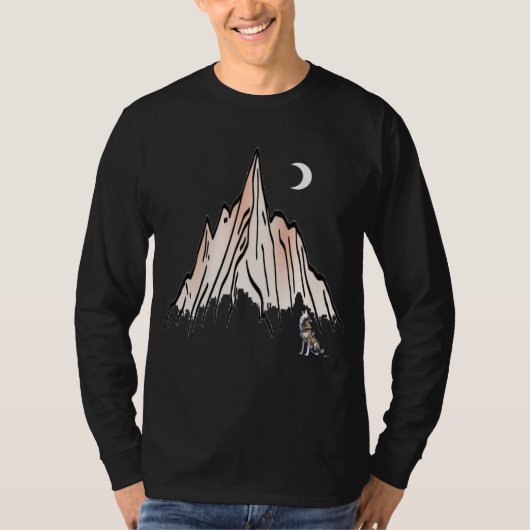 Wolf unter dem Mondmond Crescent - Modern T-Shirt (Vorderseite)