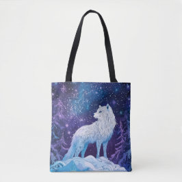 Wolf unter magischem Sternenhimmel Tasche