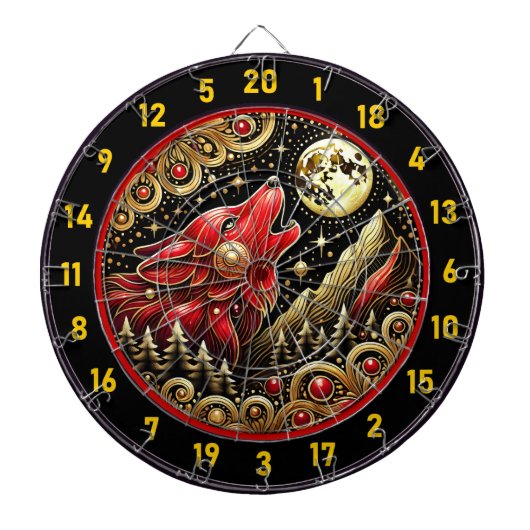 Wolf unter Mondlicht bringt Power und Frieden Dartscheibe (vorne)