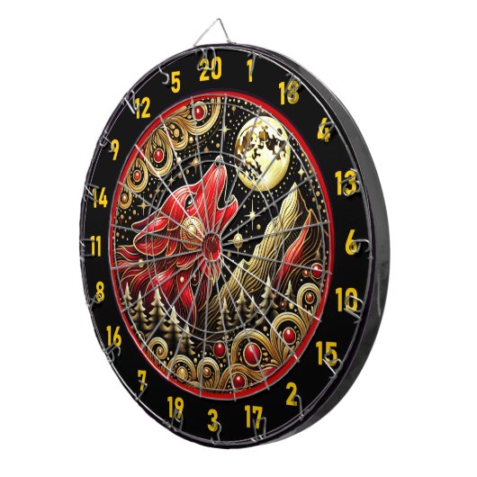 Wolf unter Mondlicht bringt Power und Frieden Dartscheibe (Vorderseite rechts)