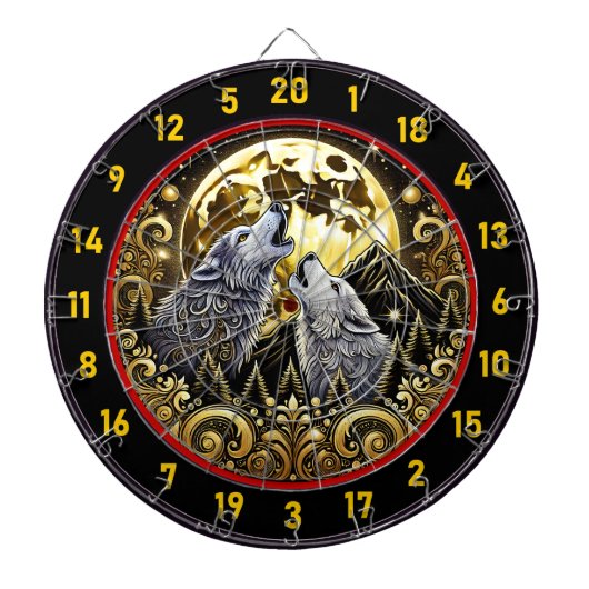 Wolf unter Mondlicht bringt Power und Frieden Dartscheibe (vorne)