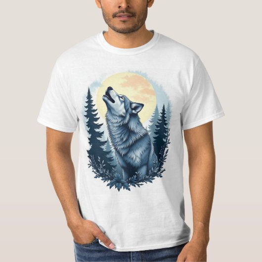 Wolf unter Mondlicht T-Shirt (Vorderseite)