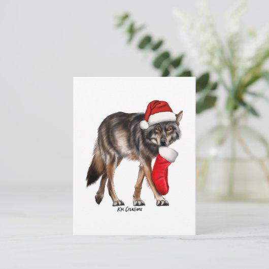 Wolf - Urlaubskarte Feiertagskarte (Stehend Vorderseite)