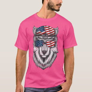 Wolf USA 4. Juli Amerikanische Flagge Männer Fraue T-Shirt