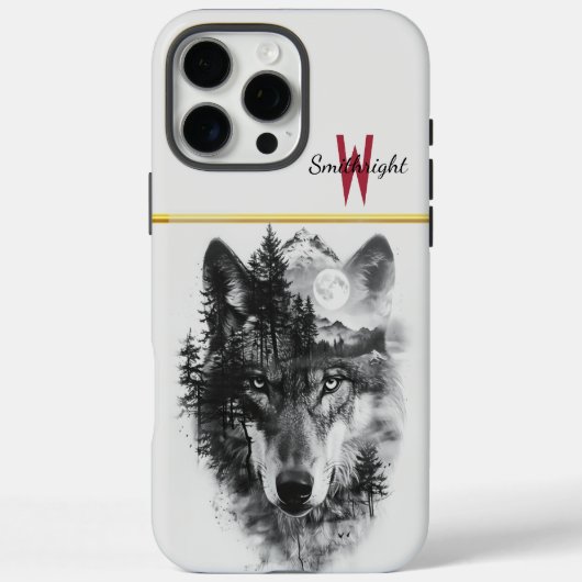 Wolf verschmilzt mit mondbeleuchteter Waldszene Case-Mate iPhone Hülle (Rückseite)