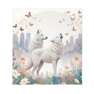 Wolf Vintage Tier- und Pflanzenwelt Stadt Art Notizblock