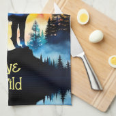 Wolf Vollmond-Aquarellbäume Geschirrtuch (Viertel Falte)