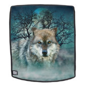 Wolf-Vollmond im Nebel Rucksack (Abnehmbare Front)