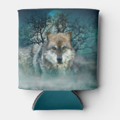 Wolf Vollmond in Nebel Dosenkühler (Vorderseite)