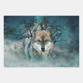 Wolf Vollmond in Nebel Geschenkpapier Set (Vorderseite 3)