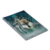 Wolf Vollmond in Nebel Notizblock (Rechte Seite)