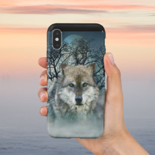 Wolf Vollmond in Nebel iPhone XS Max Slider Hülle