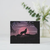 Wolf Vollmond Postkarte (Stehend Vorderseite)
